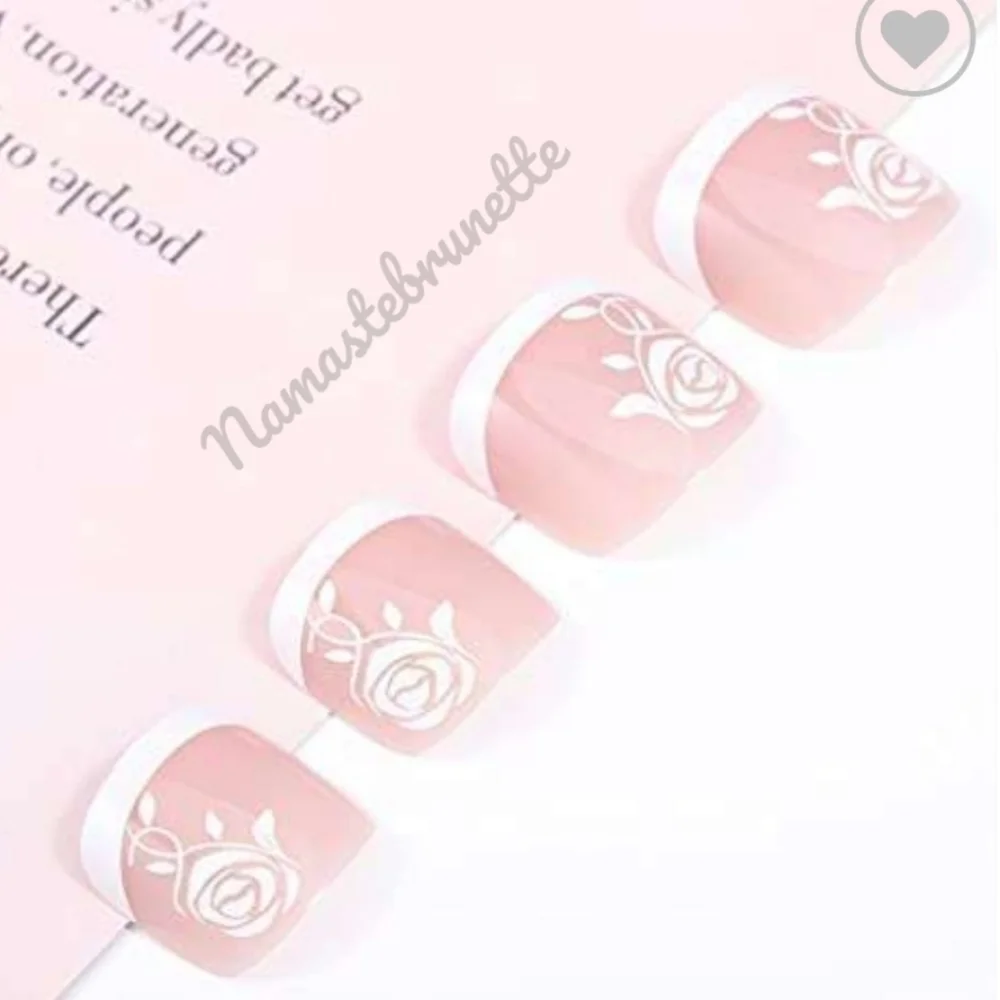 2/$16 Floral French Tip Press On Toenails